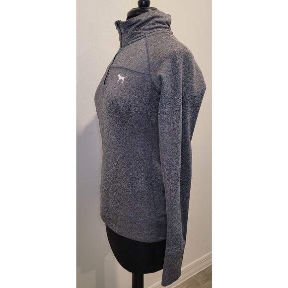 Victoria’s Secret PINK Gray 1/4 Zip Pullover – Sz Small – Logo Dog – Thumb Holes - Picture 3 of 9